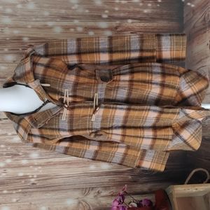 Vintage Delia's mustard plaid pea coat XS